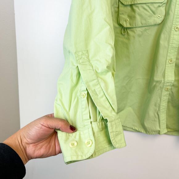 World Wide Sportsman Womens Size L Cotton Utility Fishing Button Shirt Green - Picture 4 of 9